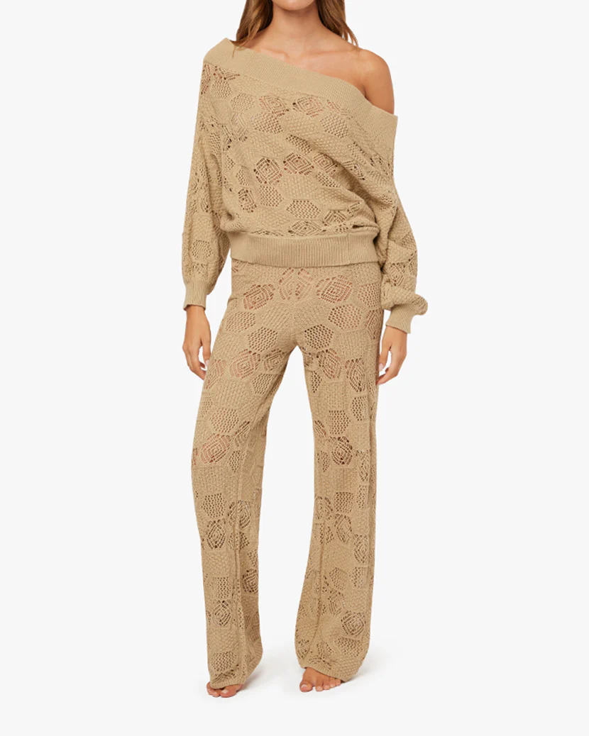 One Shoulder Crochet Sweater