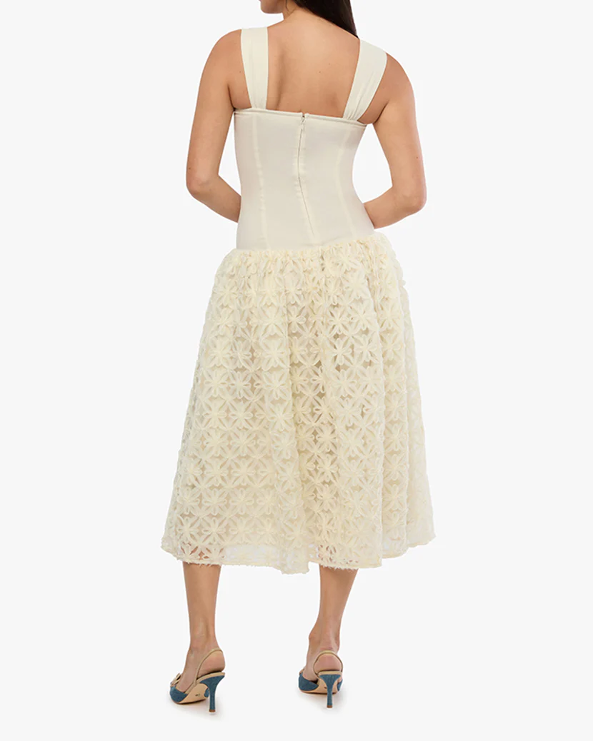 Corset Lace Skirt Midi Dress