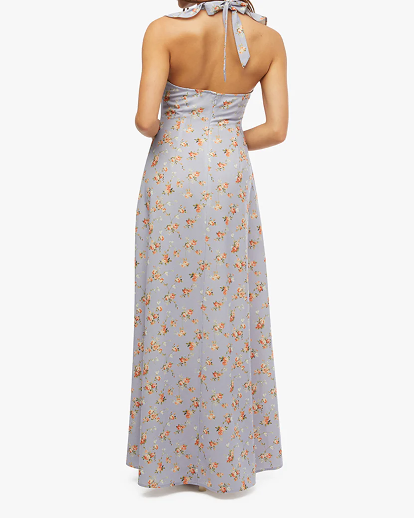 Ruffle Halter Midi Dress