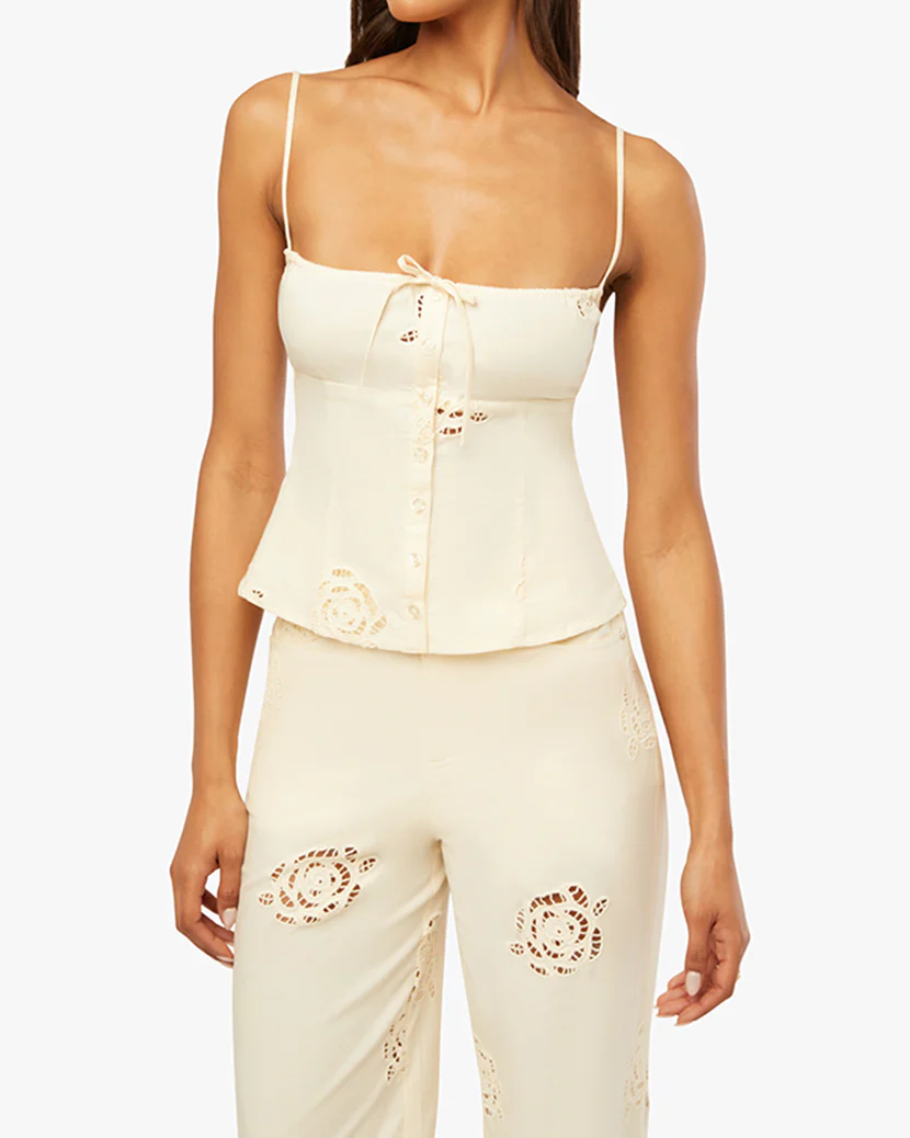 Ruched Cup Button Tank