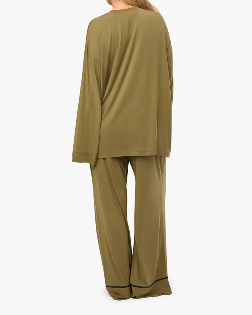 Piped Wide Leg Pant