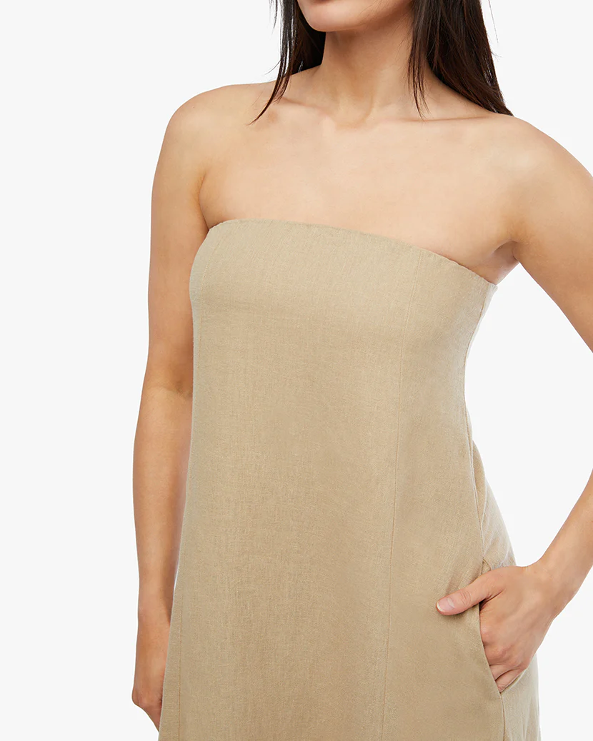 A-line Strapless Midi Dress