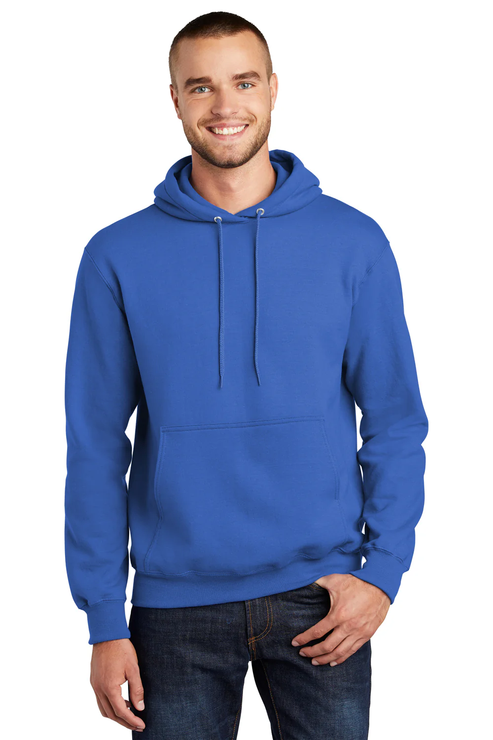 Port & Company Mens Essential Pill Resistant Fleece Hooded Sweatshirt Hoodie - Royal Blue