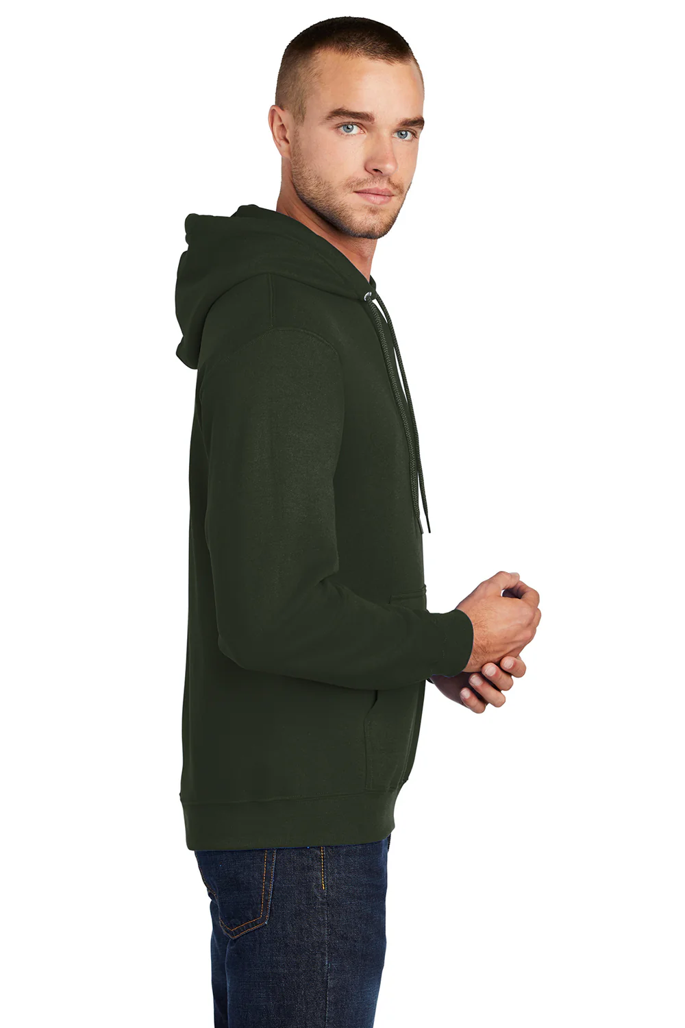 Port & Company Mens Core Pill Resistant Fleece Hooded Sweatshirt Hoodie - Olive Green