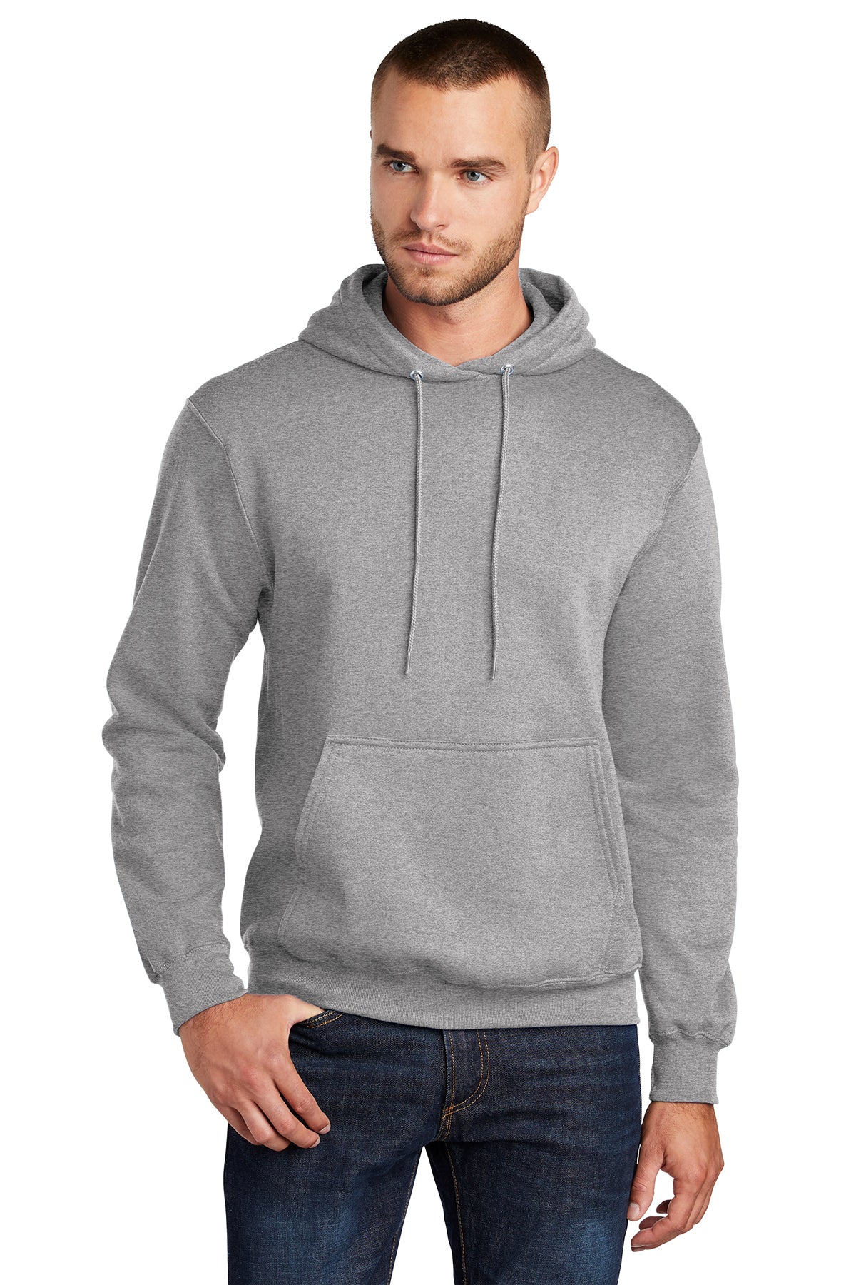 Port & Company Mens Core Pill Resistant Fleece Hooded Sweatshirt Hoodie - Heather Grey