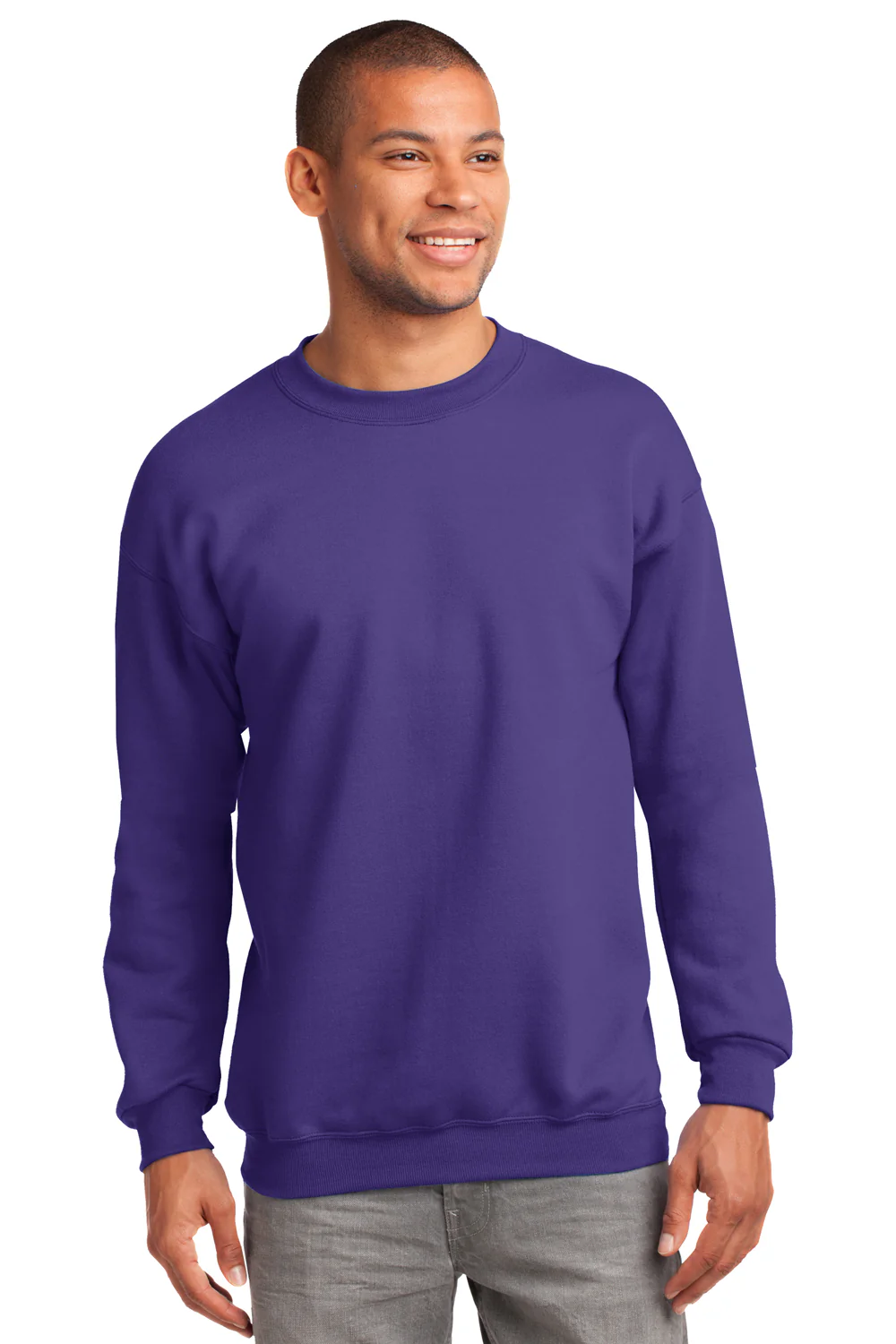 Port & Company Mens Essential Pill Resistant Fleece Crewneck Sweatshirt - Purple