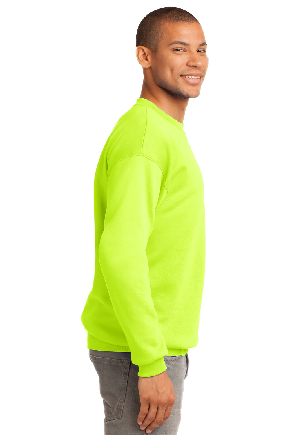 Port & Company Mens Essential Pill Resistant Fleece Crewneck Sweatshirt - Safety Green