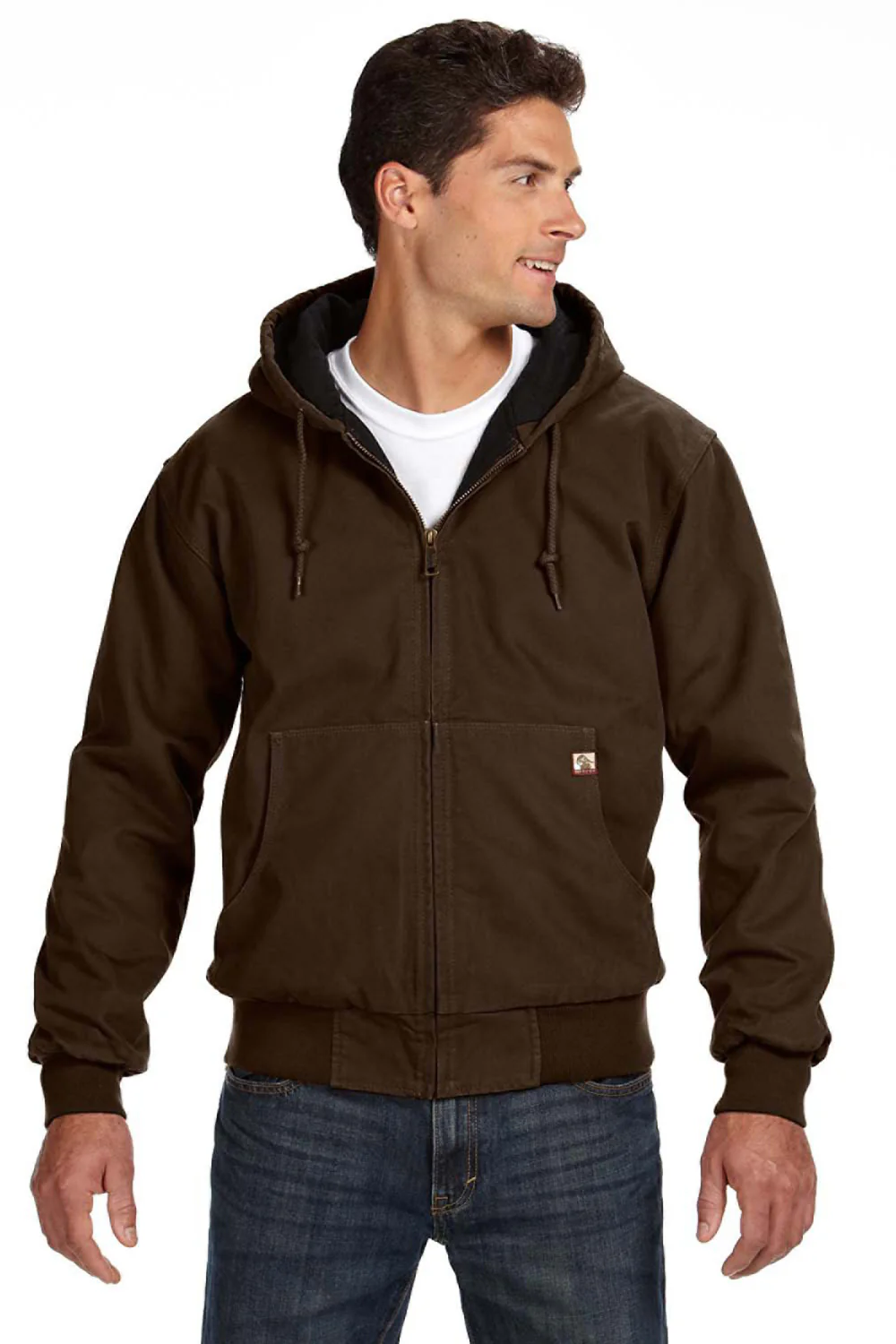 Dri Duck Mens Cheyenne Full Zip Hooded Sweatshirt Hoodie - Tobacco Brown