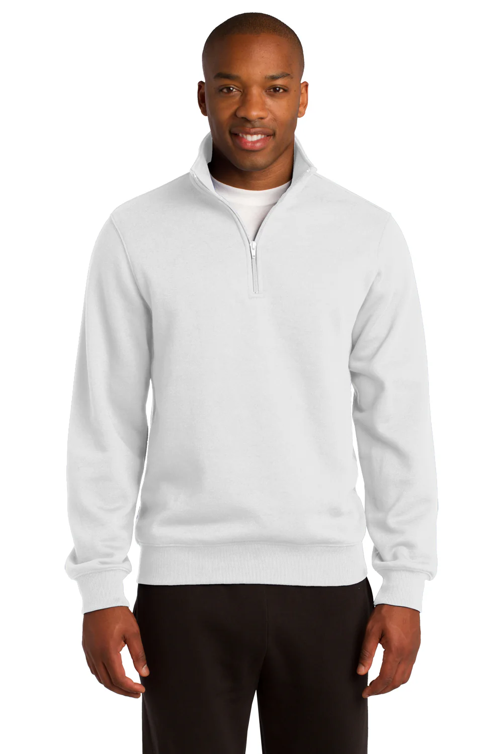 Sport-Tek Mens Shrink Resistant Fleece 1/4 Zip Sweatshirt - White