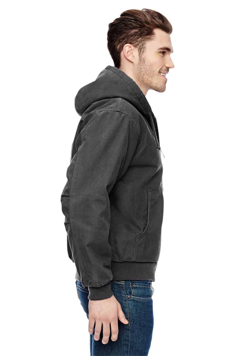 Dri Duck Mens Cheyenne Full Zip Hooded Sweatshirt Hoodie - Charcoal Grey