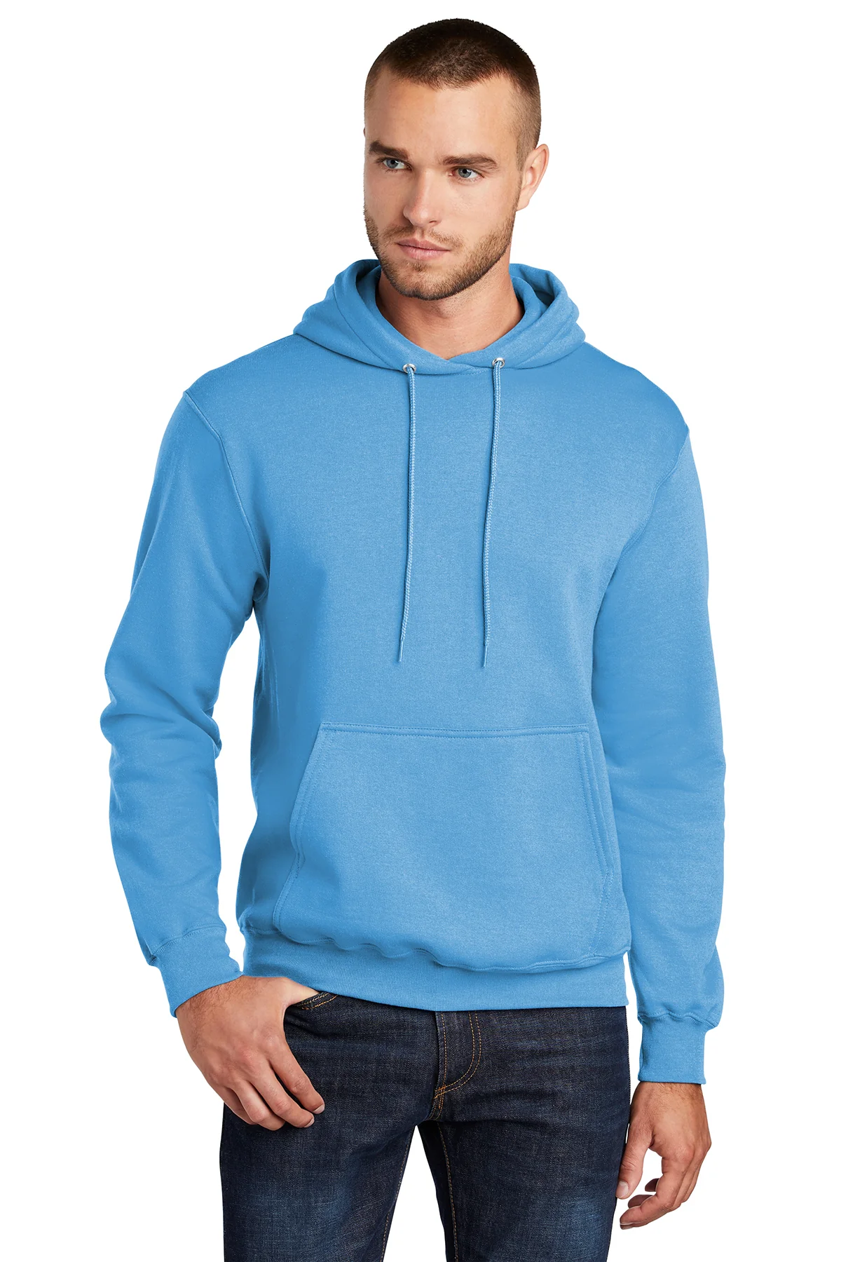 Port & Company Mens Core Pill Resistant Fleece Hooded Sweatshirt Hoodie - Aquatic Blue