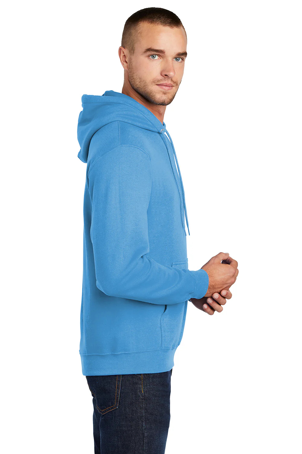 Port & Company Mens Core Pill Resistant Fleece Hooded Sweatshirt Hoodie - Aquatic Blue