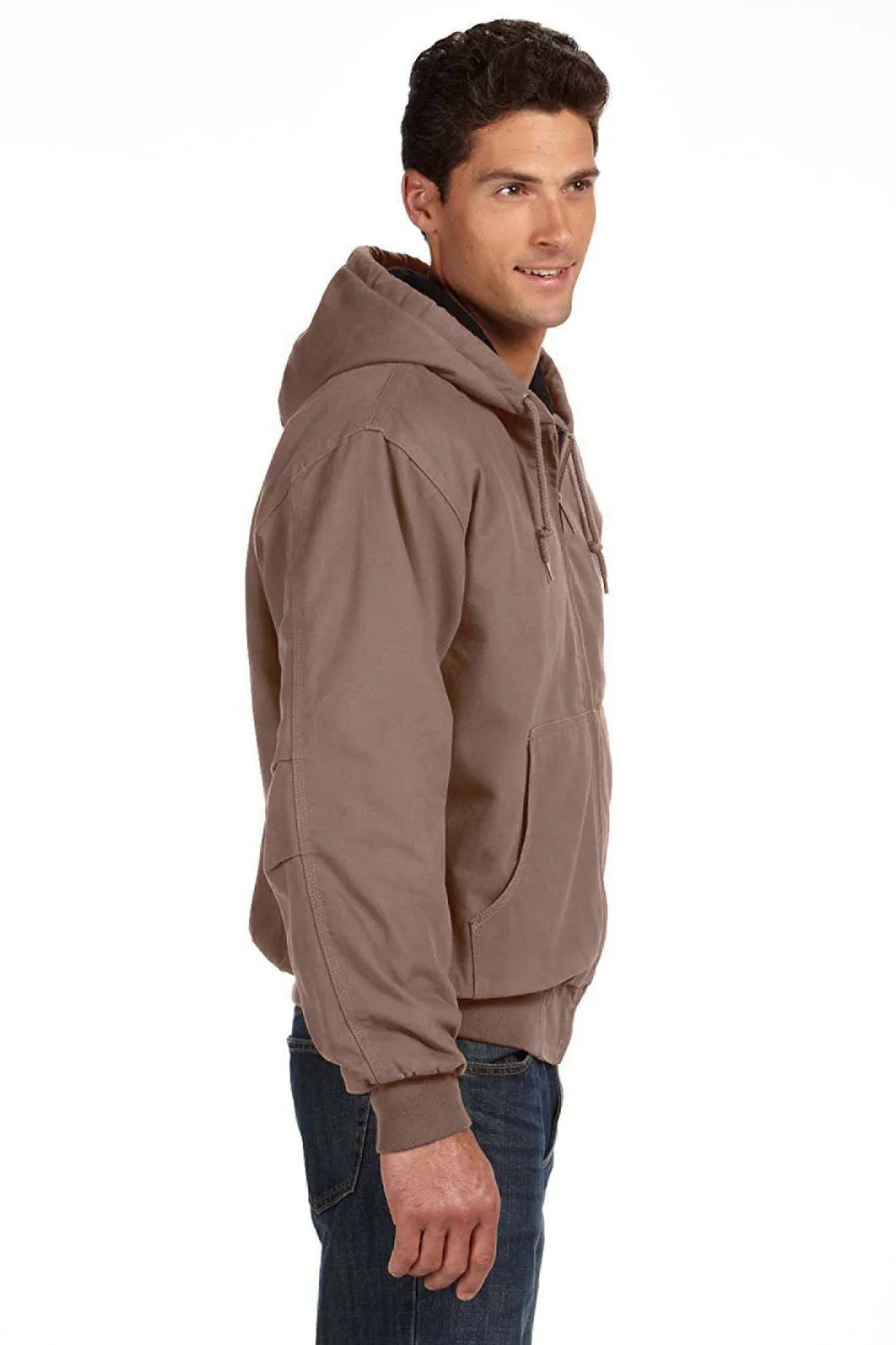 Dri Duck Mens Cheyenne Full Zip Hooded Sweatshirt Hoodie - Khaki