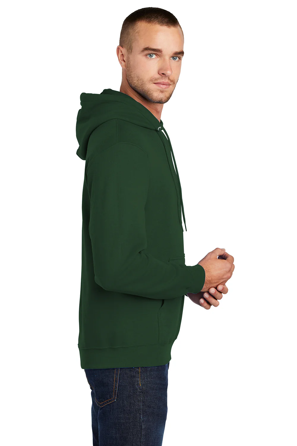 Port & Company Mens Core Pill Resistant Fleece Hooded Sweatshirt Hoodie - Dark Green