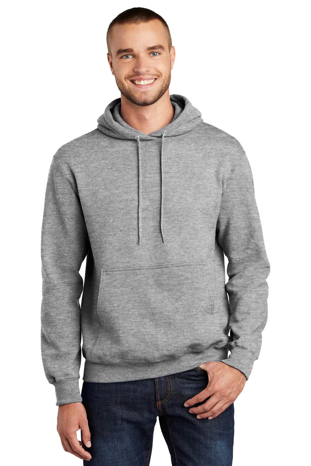 Port & Company Mens Essential Pill Resistant Fleece Hooded Sweatshirt Hoodie - Heather Grey