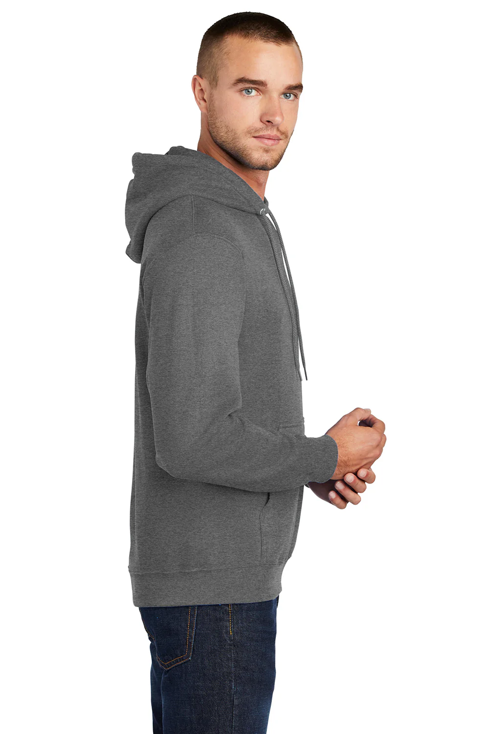 Port & Company Mens Core Pill Resistant Fleece Hooded Sweatshirt Hoodie - Heather Graphite Grey