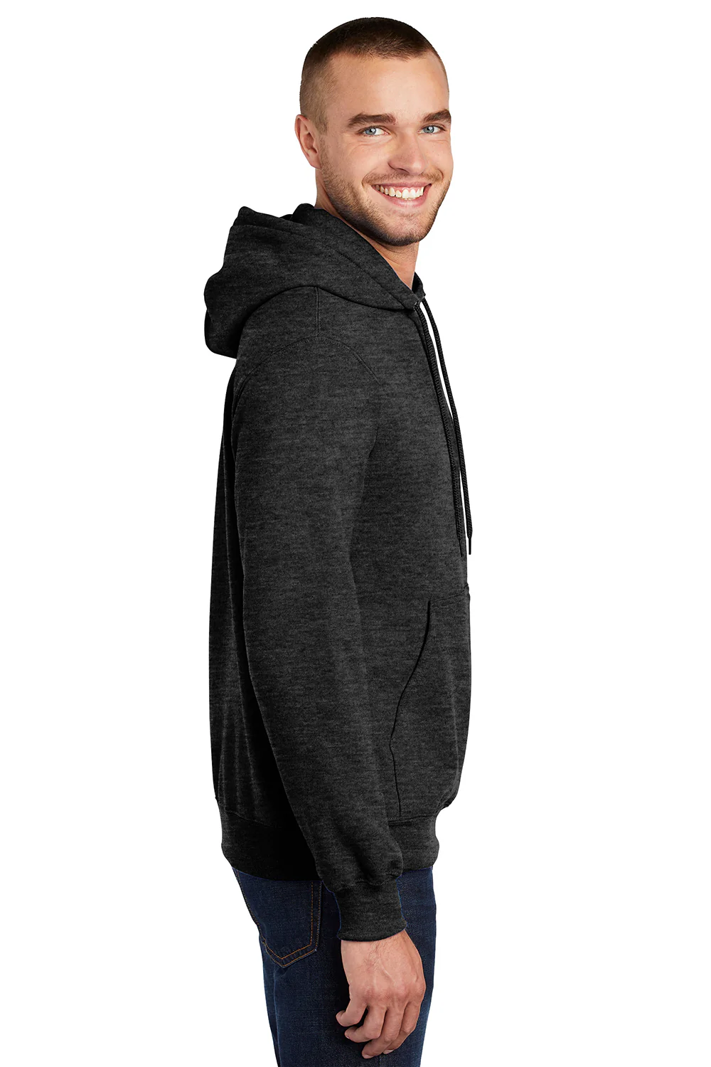 Port & Company Mens Essential Pill Resistant Fleece Hooded Sweatshirt Hoodie - Heather Black