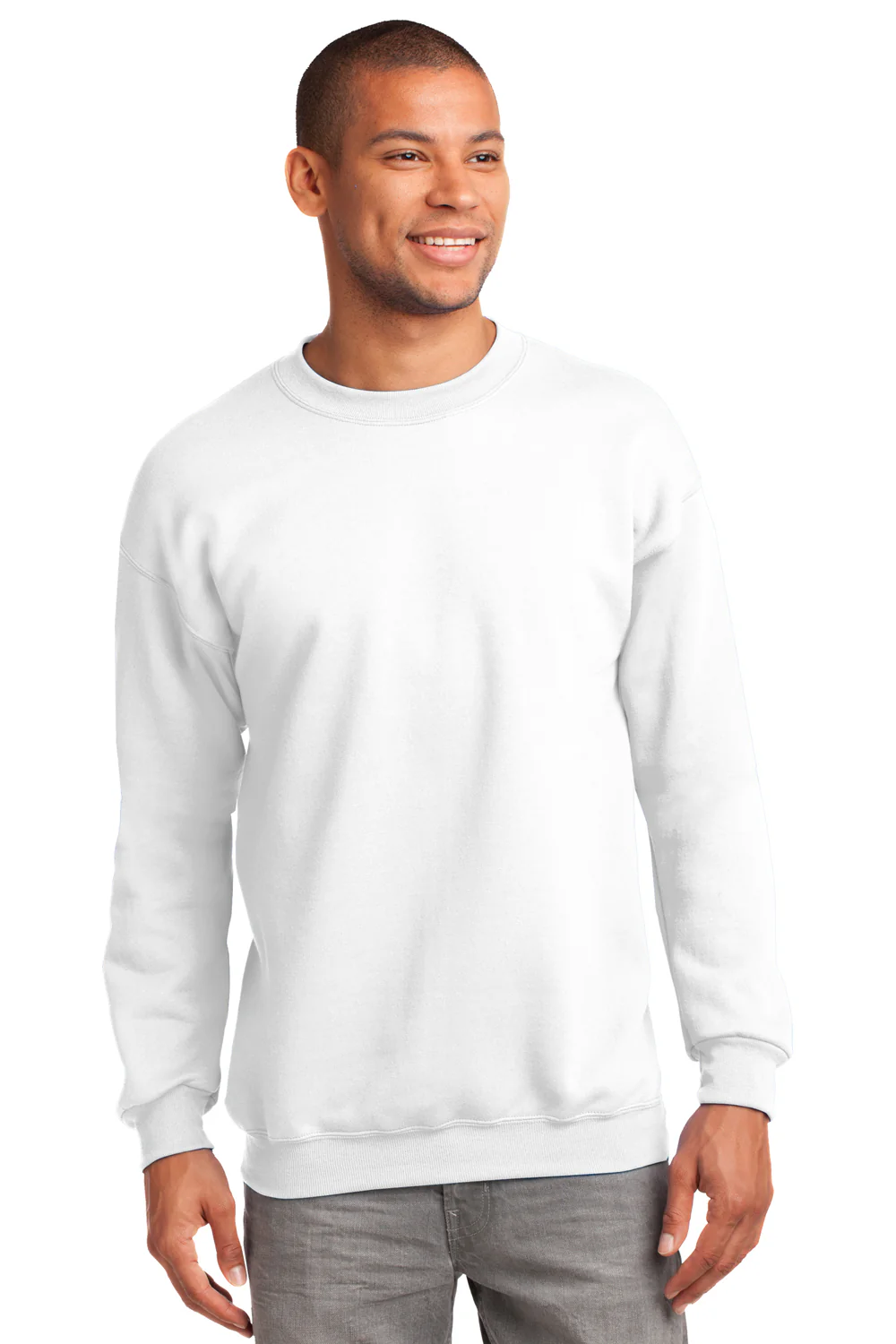 Port & Company Mens Essential Pill Resistant Fleece Crewneck Sweatshirt - White