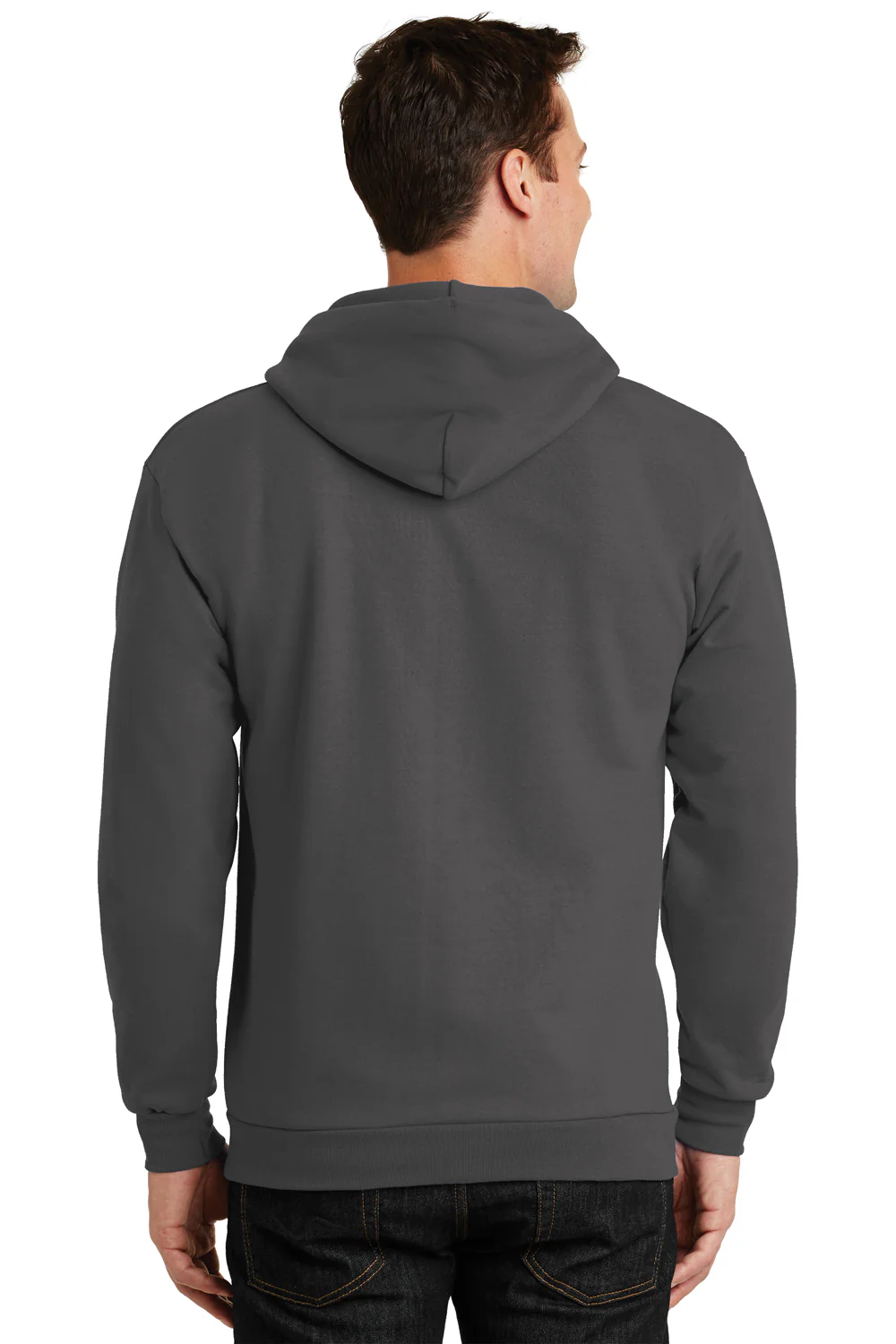 Port & Company Mens Essential Pill Resistant Fleece Full Zip Hooded Sweatshirt Hoodie - Charcoal Grey