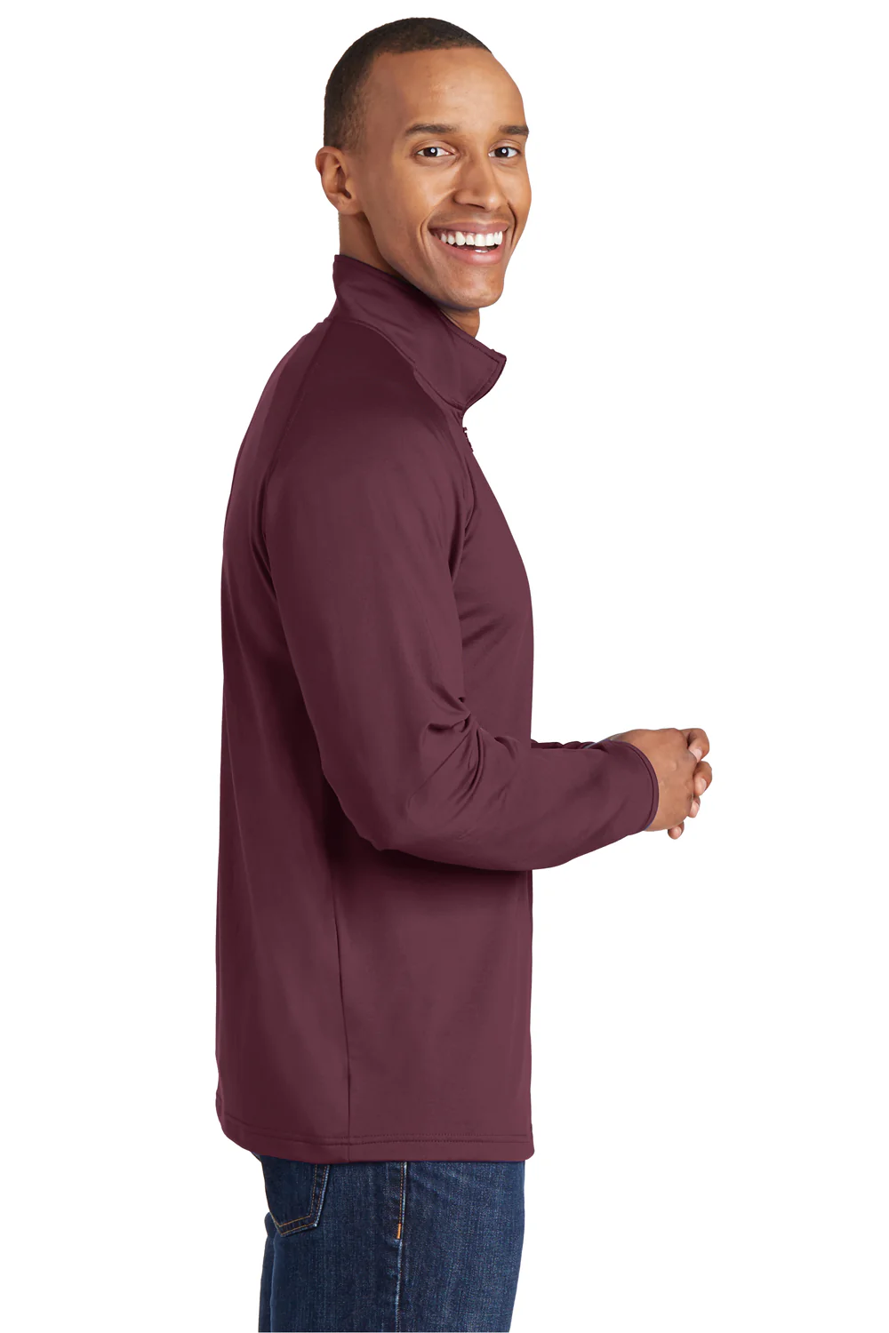 Sport-Tek Mens Sport-Wick Moisture Wicking 1/4 Zip Sweatshirt - Maroon