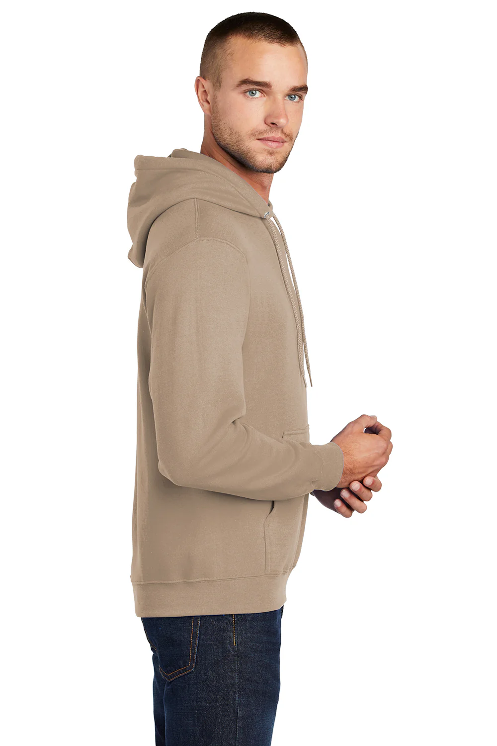 Port & Company Mens Core Pill Resistant Fleece Hooded Sweatshirt Hoodie - Sand