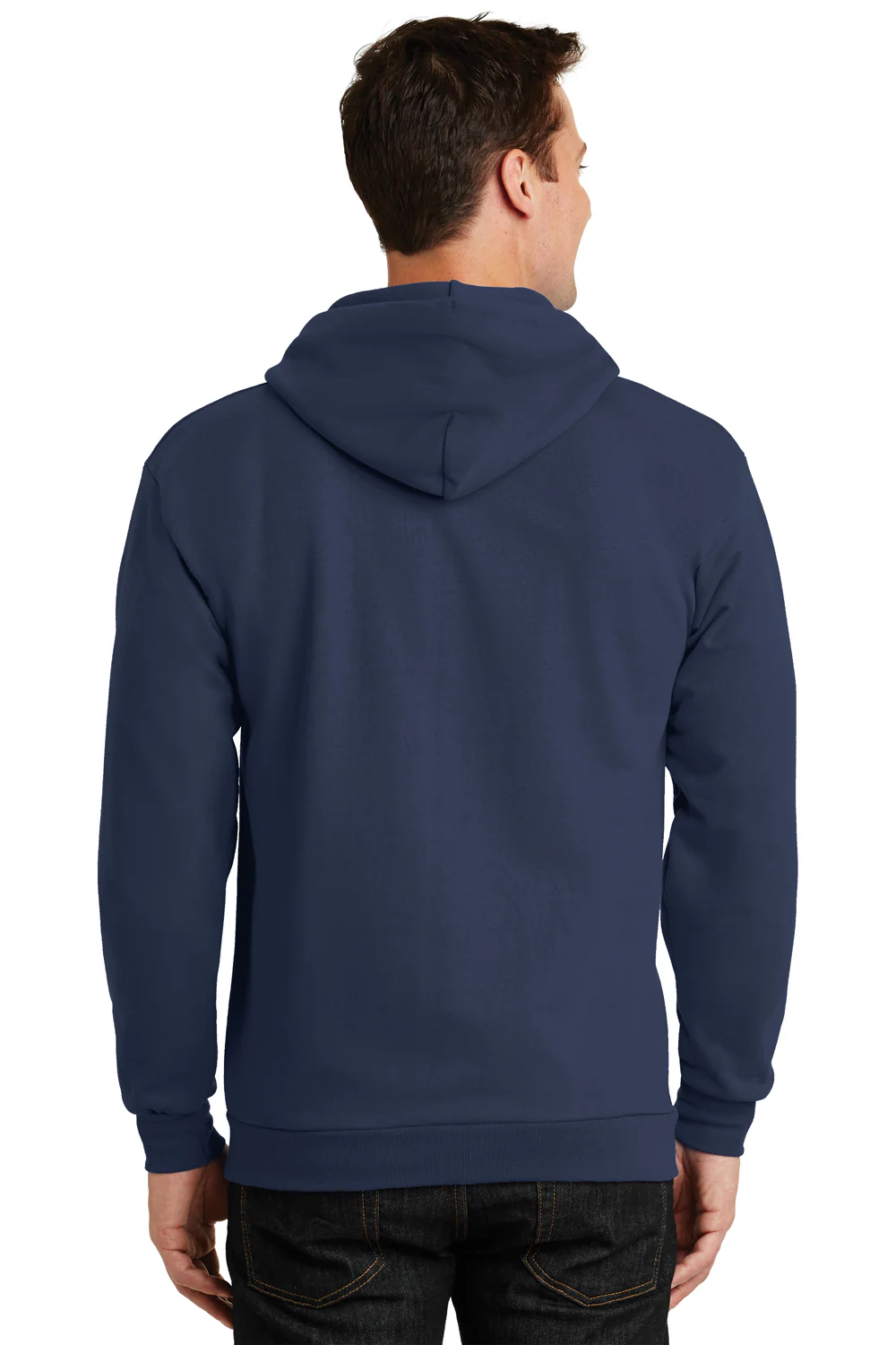 Port & Company Mens Essential Pill Resistant Fleece Full Zip Hooded Sweatshirt Hoodie - Navy Blue
