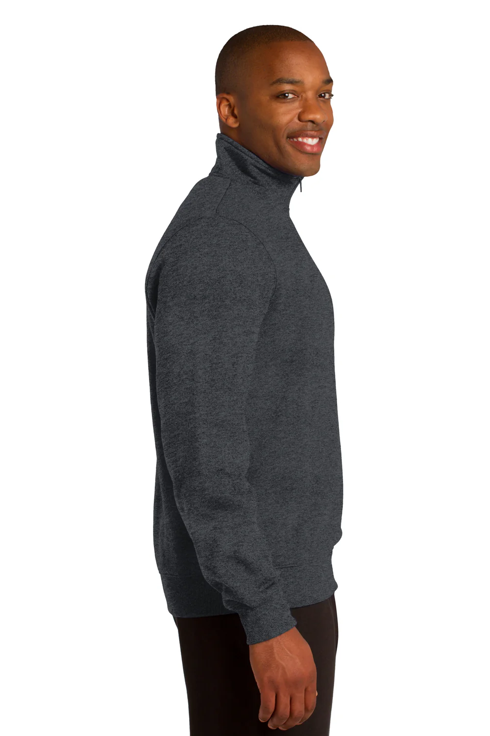 Sport-Tek Mens Shrink Resistant Fleece 1/4 Zip Sweatshirt - Heather Graphite Grey