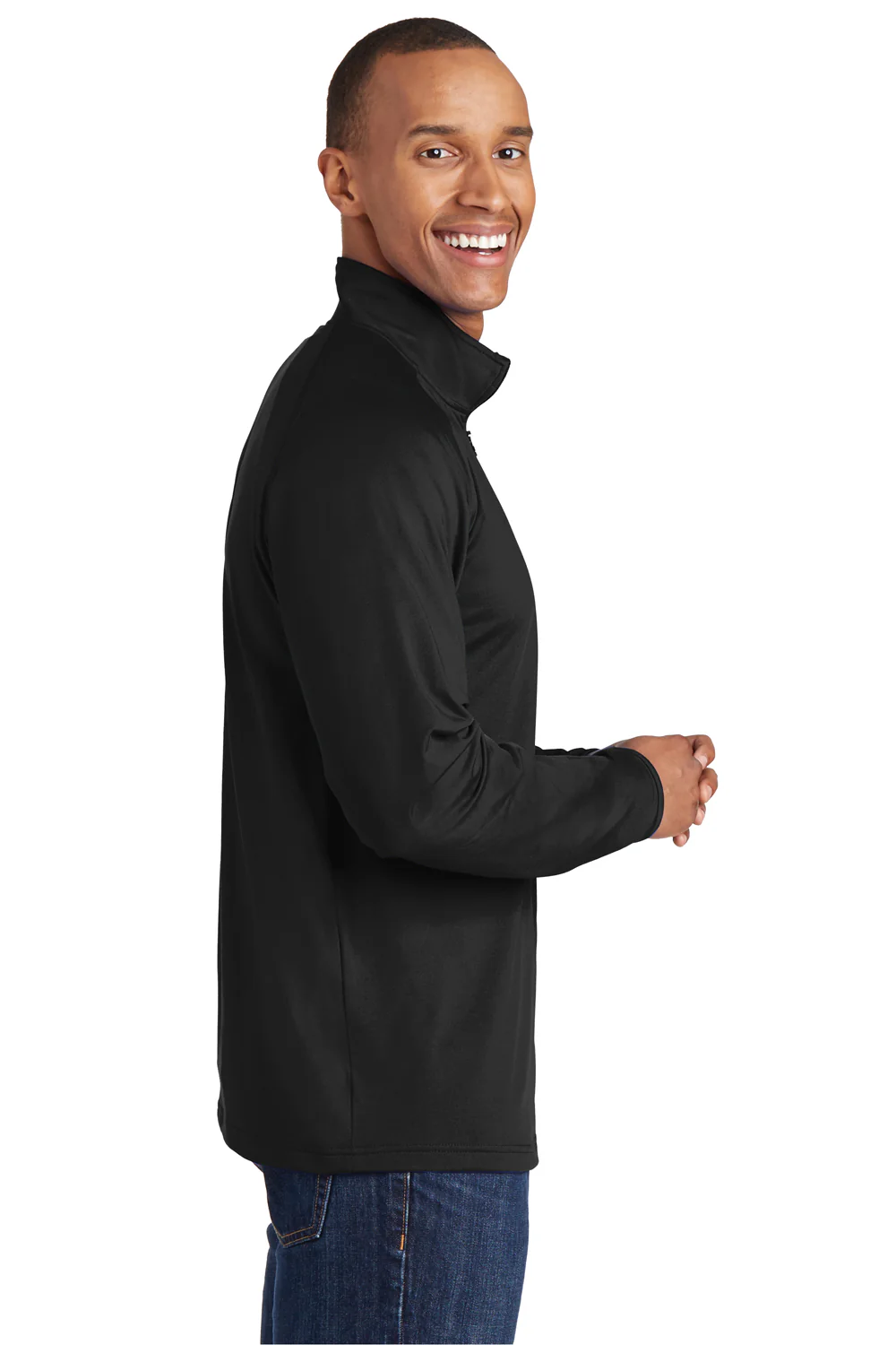 Sport-Tek Mens Sport-Wick Moisture Wicking 1/4 Zip Sweatshirt - Black