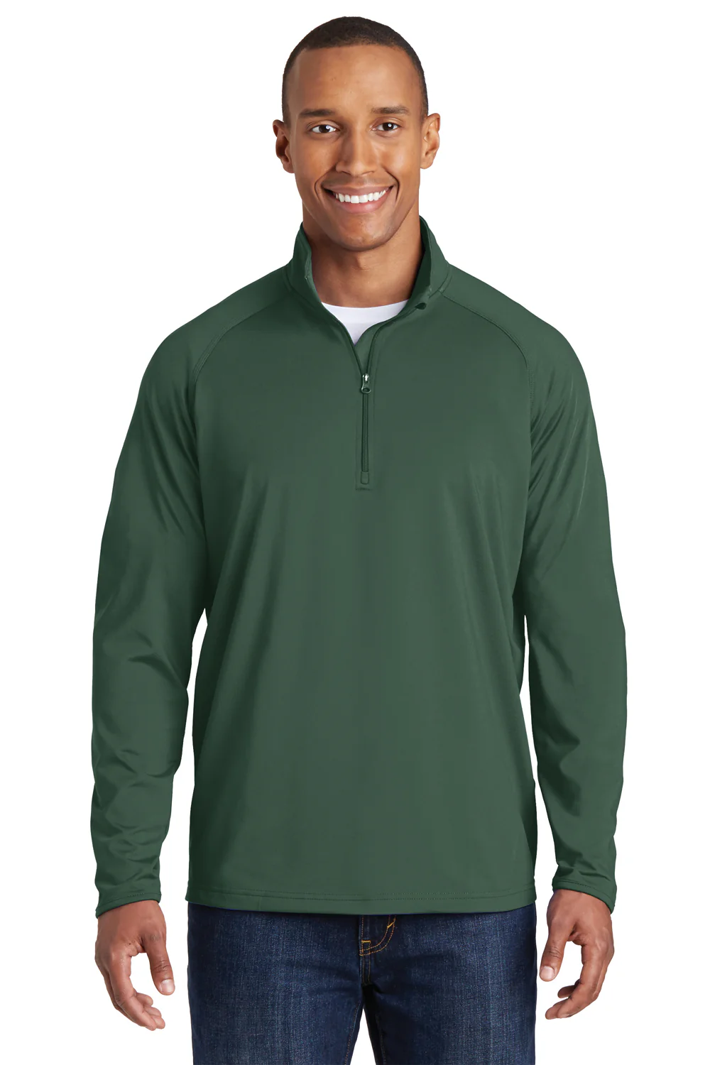Sport-Tek Mens Sport-Wick Moisture Wicking 1/4 Zip Sweatshirt - Forest Green