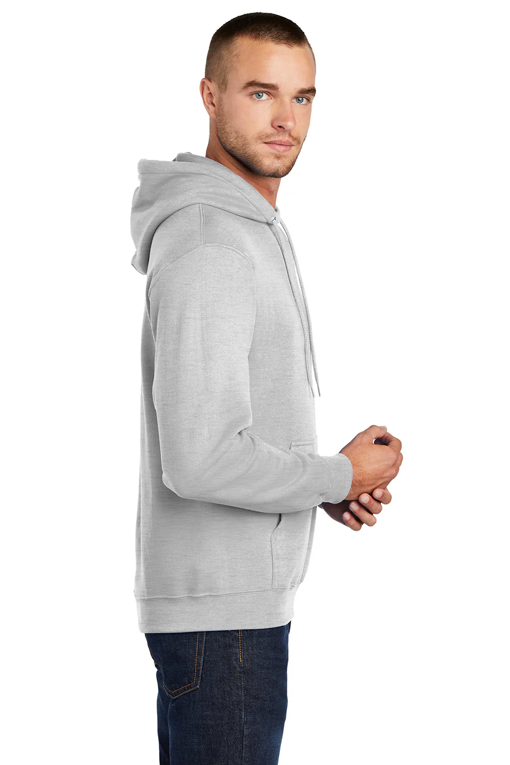 Port & Company Mens Core Pill Resistant Fleece Hooded Sweatshirt Hoodie - Ash Grey