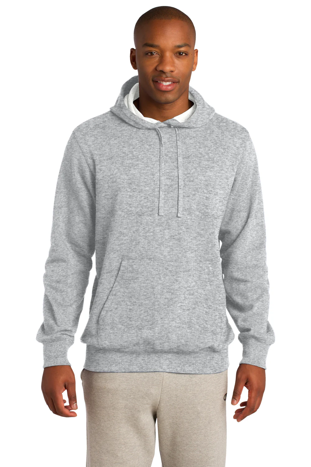 Sport-Tek Mens Shrink Resistant Fleece Hooded Sweatshirt Hoodie - Heather Grey