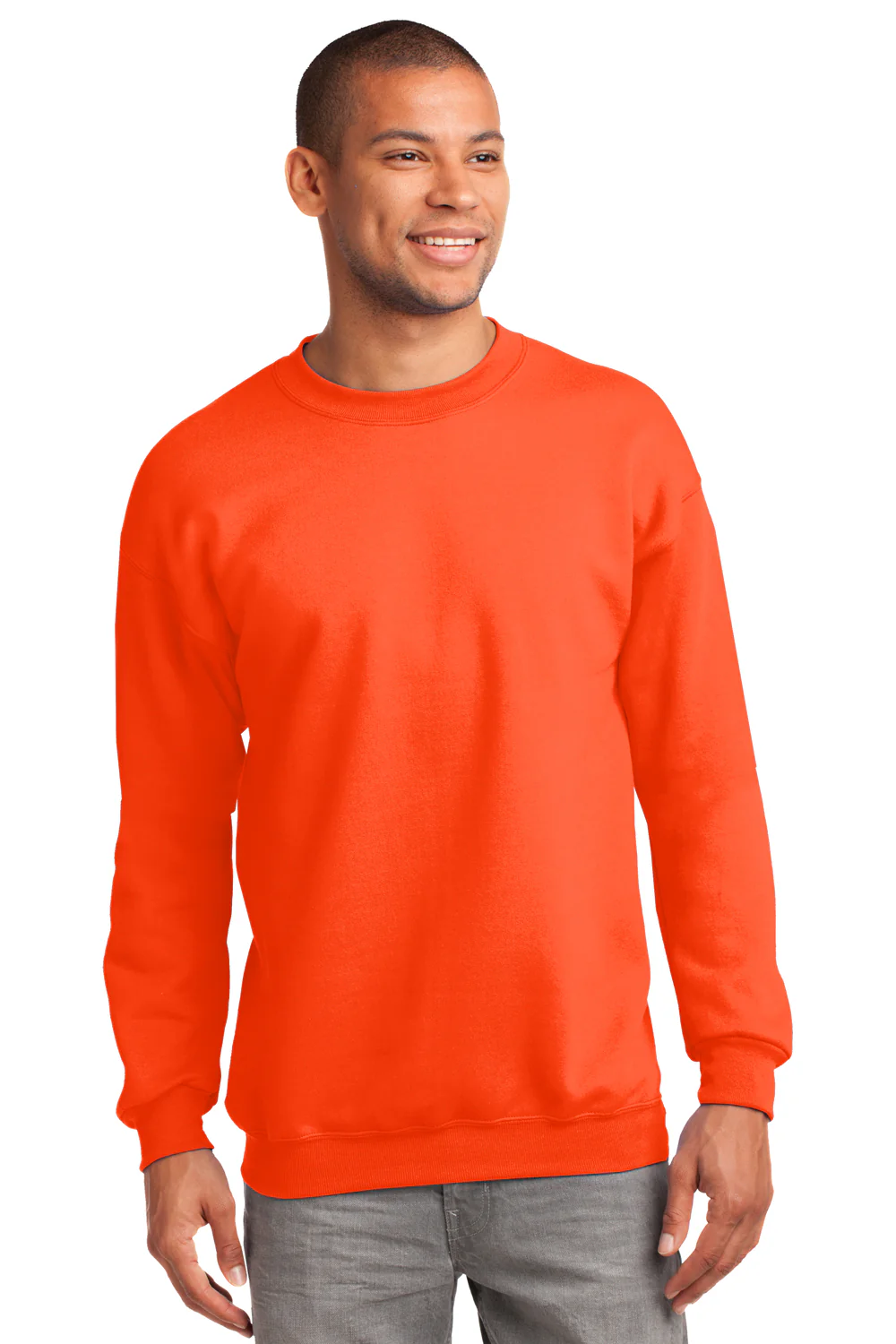Port & Company Mens Essential Pill Resistant Fleece Crewneck Sweatshirt - Safety Orange