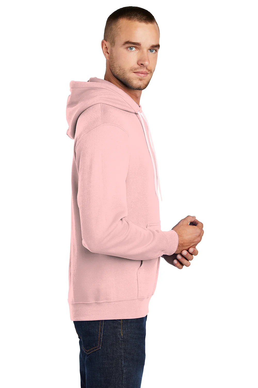 Port & Company Mens Core Pill Resistant Fleece Hooded Sweatshirt Hoodie - Pale Blush Pink