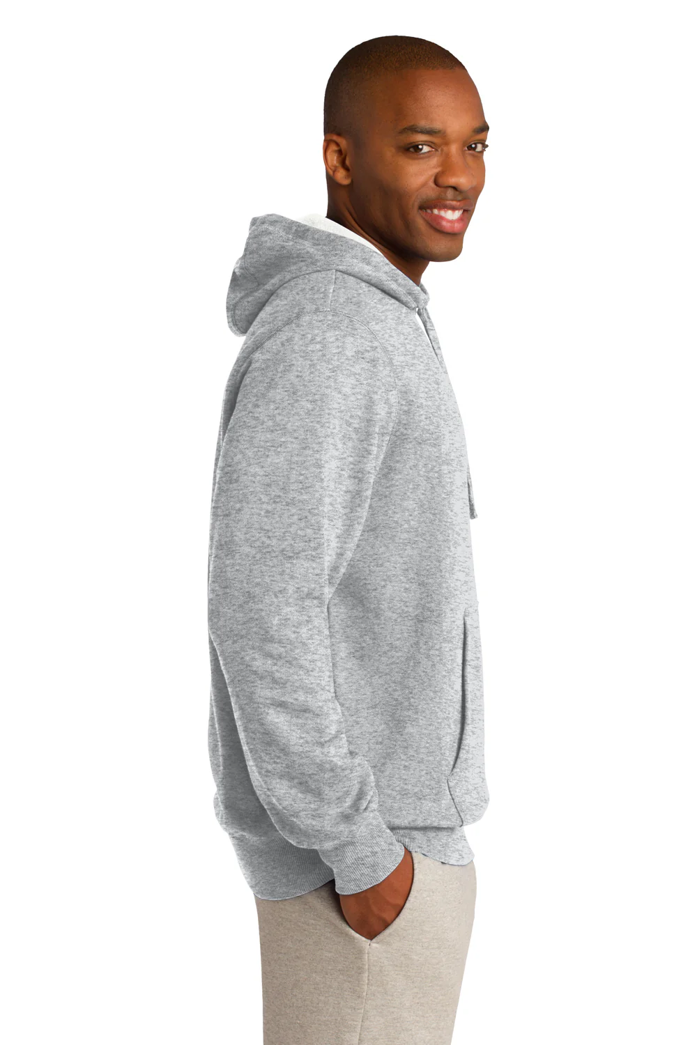 Sport-Tek Mens Shrink Resistant Fleece Hooded Sweatshirt Hoodie - Heather Grey