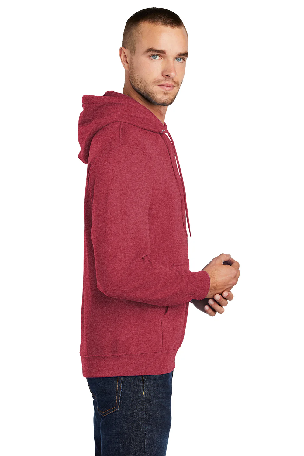 Port & Company Mens Core Pill Resistant Fleece Hooded Sweatshirt Hoodie - Heather Red