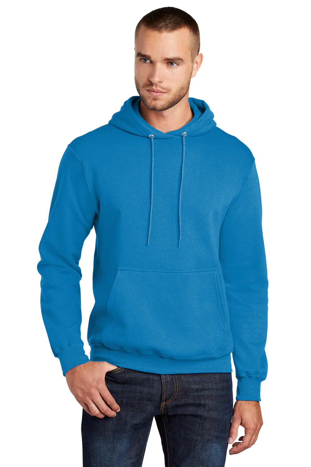 Port & Company Mens Core Pill Resistant Fleece Hooded Sweatshirt Hoodie - Sapphire Blue