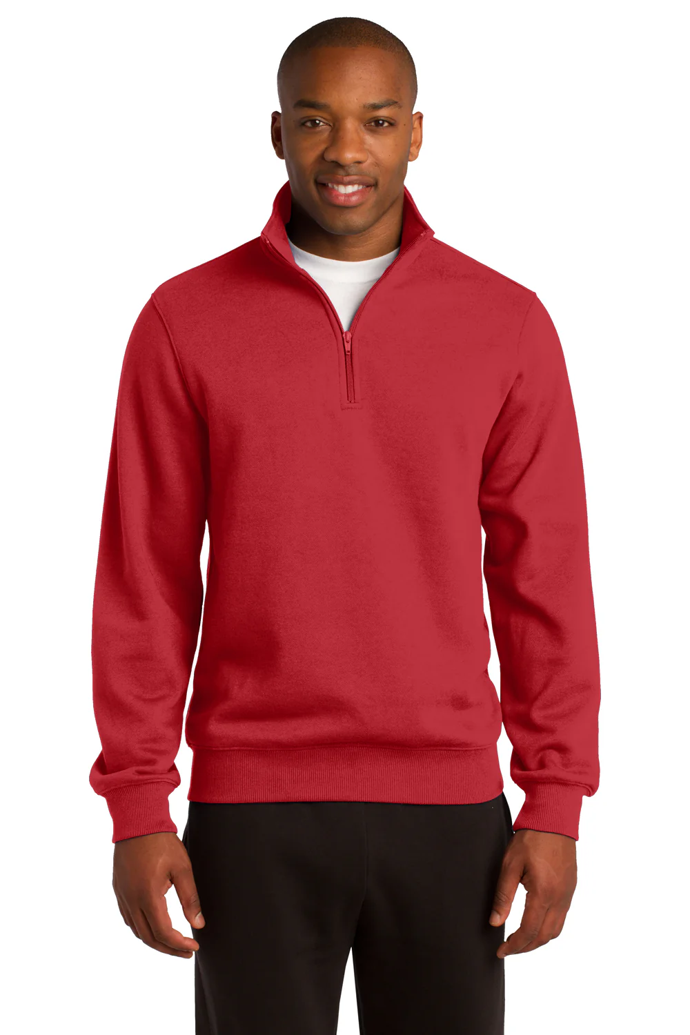 Sport-Tek Mens Shrink Resistant Fleece 1/4 Zip Sweatshirt - True Red