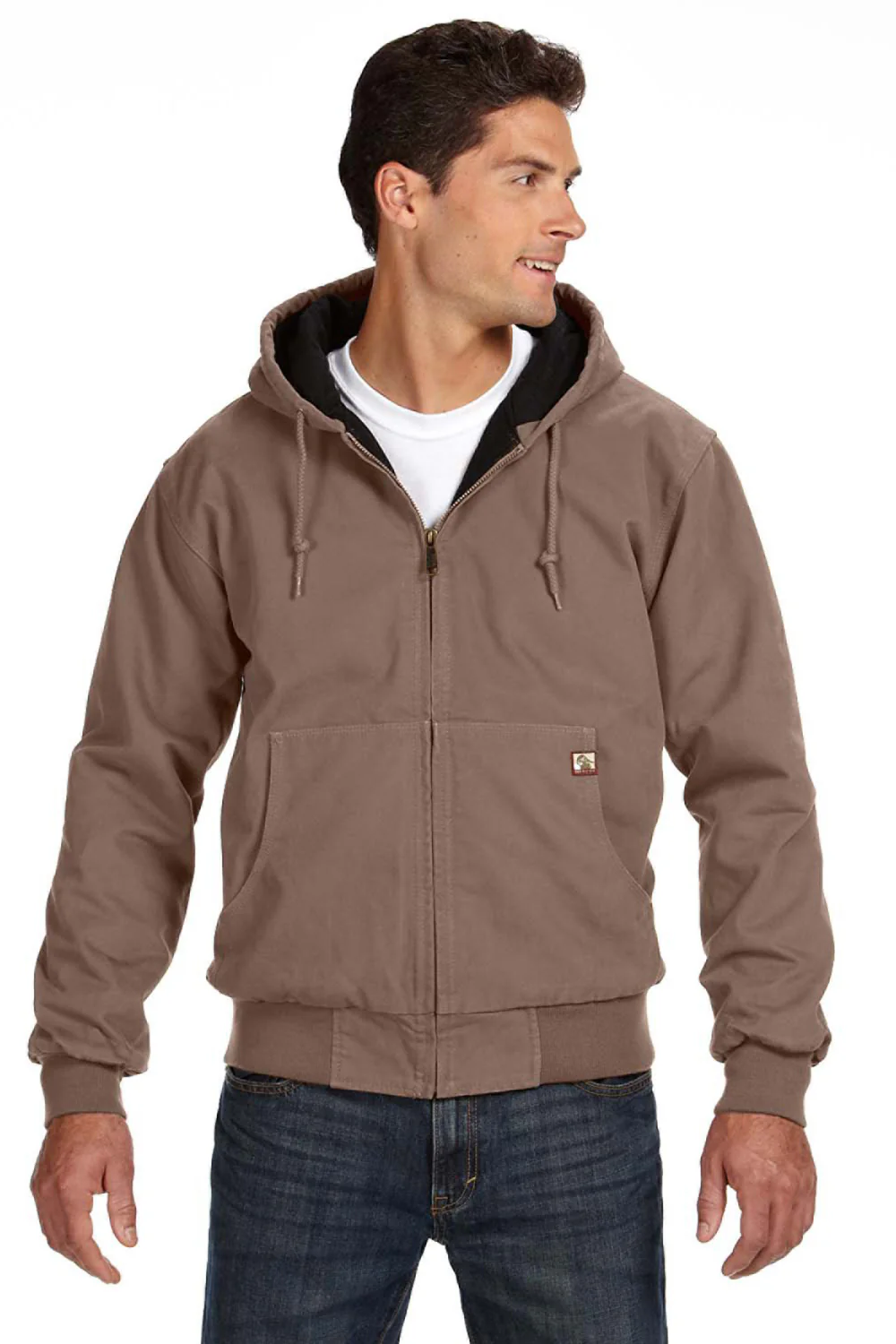Dri Duck Mens Cheyenne Full Zip Hooded Sweatshirt Hoodie - Khaki
