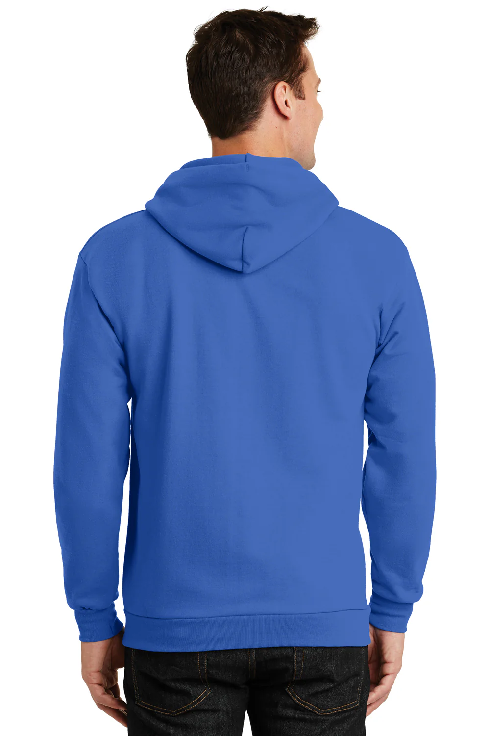 Port & Company Mens Essential Pill Resistant Fleece Full Zip Hooded Sweatshirt Hoodie - Royal Blue