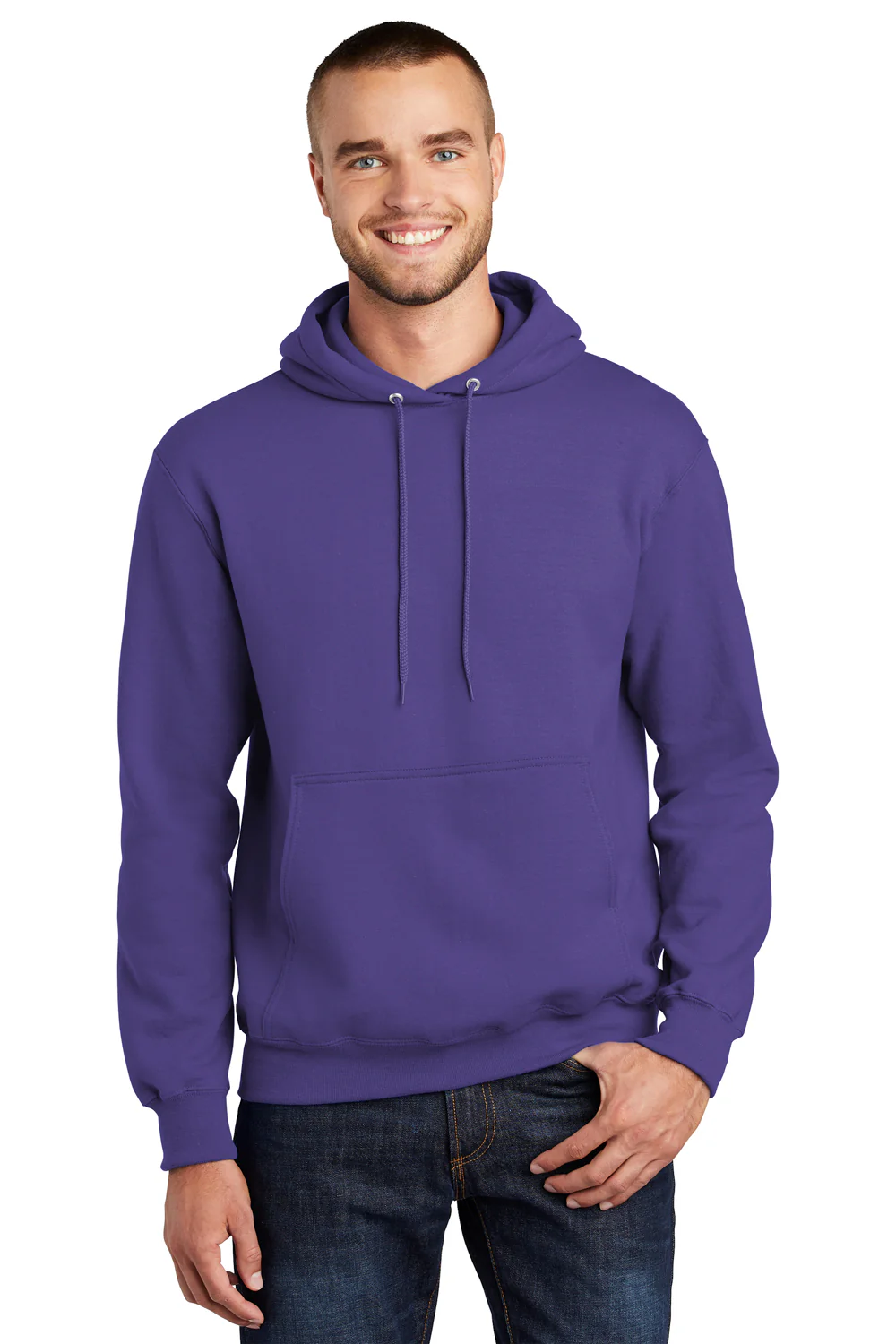 Port & Company Mens Essential Pill Resistant Fleece Hooded Sweatshirt Hoodie - Purple