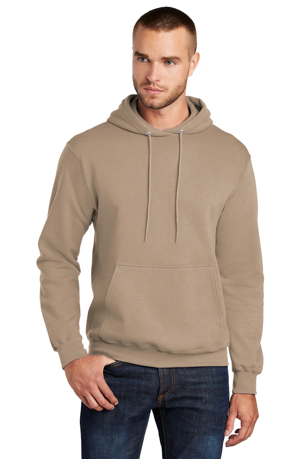 Port & Company Mens Core Pill Resistant Fleece Hooded Sweatshirt Hoodie - Sand