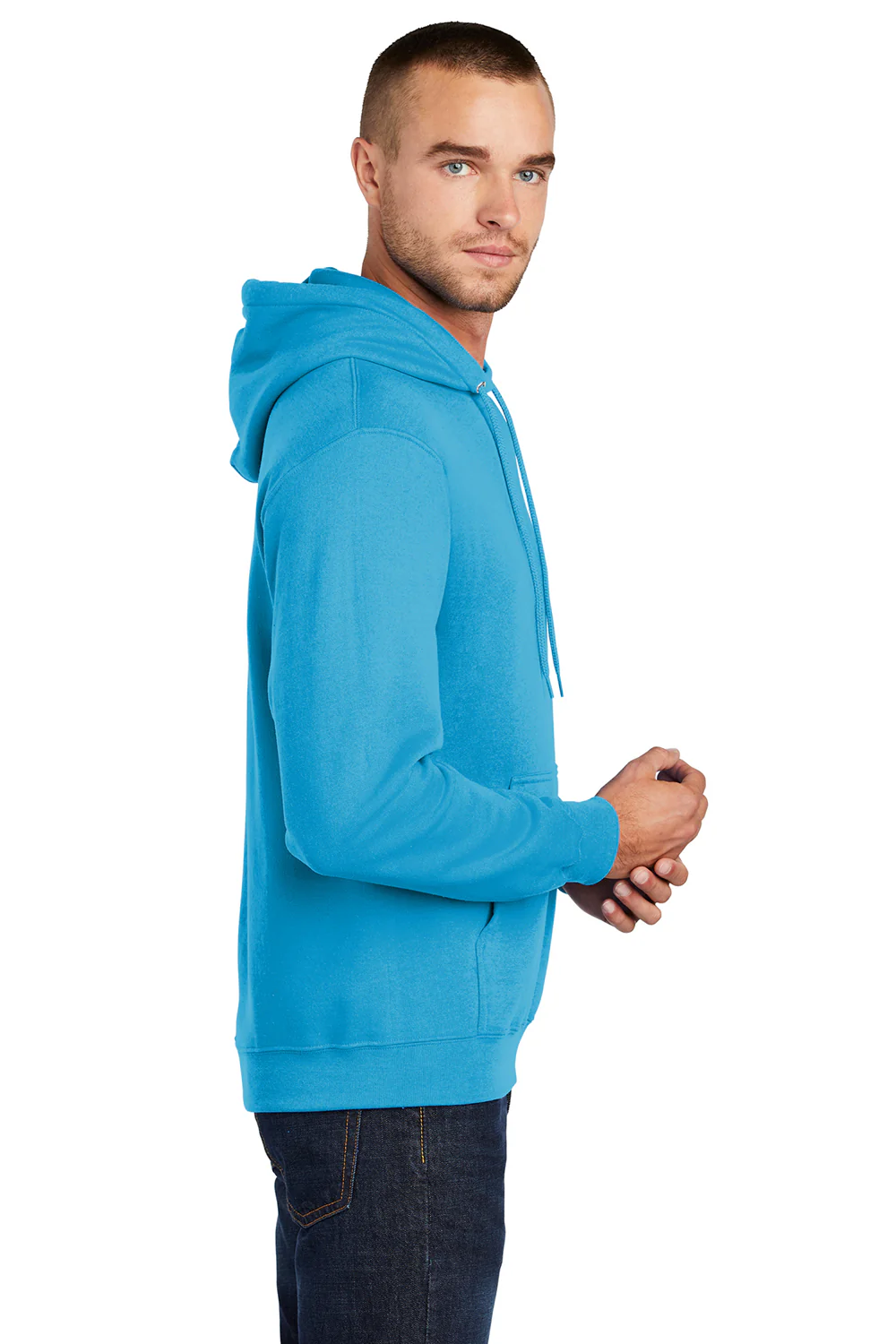 Port & Company Mens Core Pill Resistant Fleece Hooded Sweatshirt Hoodie - Neon Blue