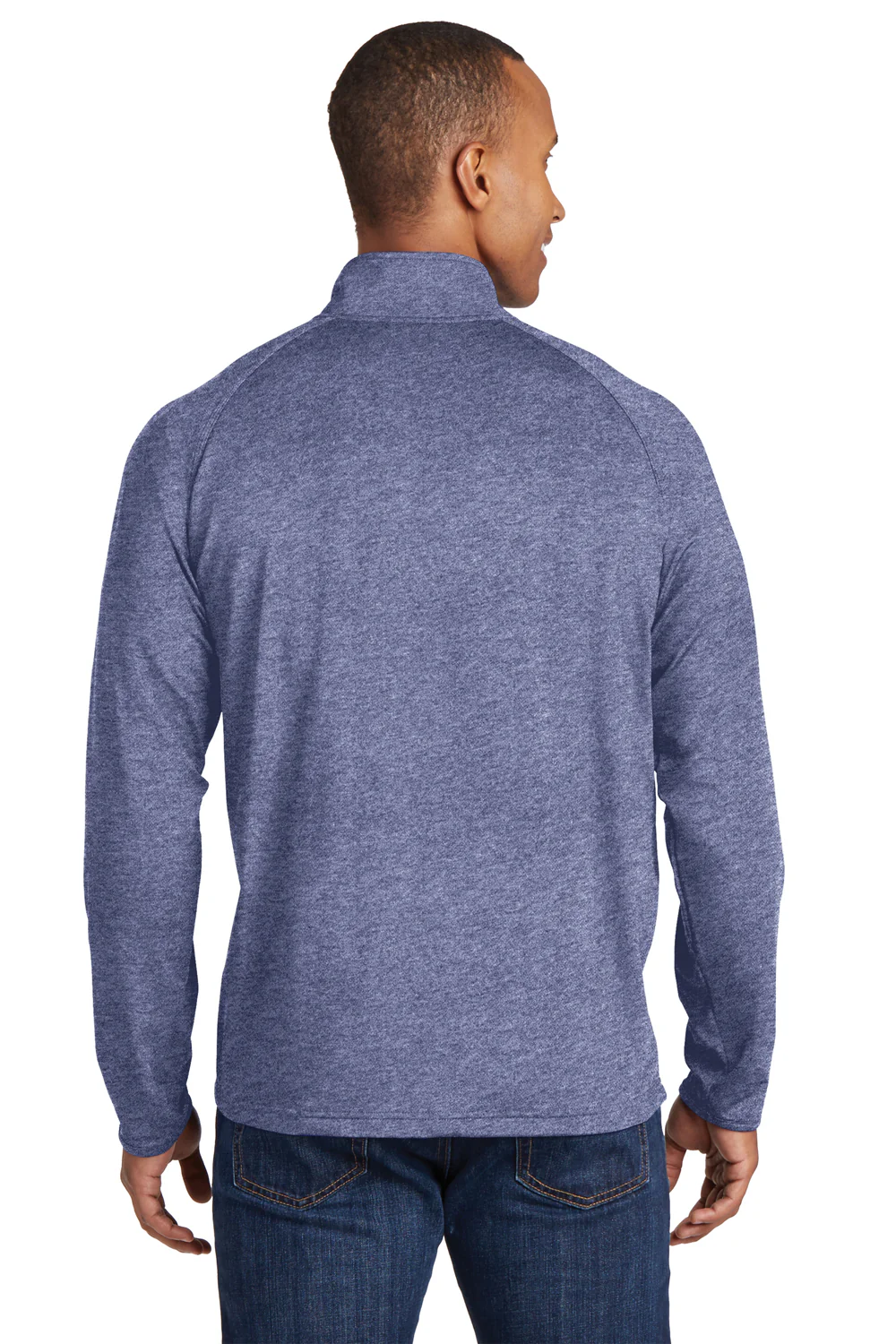 Sport-Tek Mens Sport-Wick Moisture Wicking 1/4 Zip Sweatshirt - Heather True Navy Blue