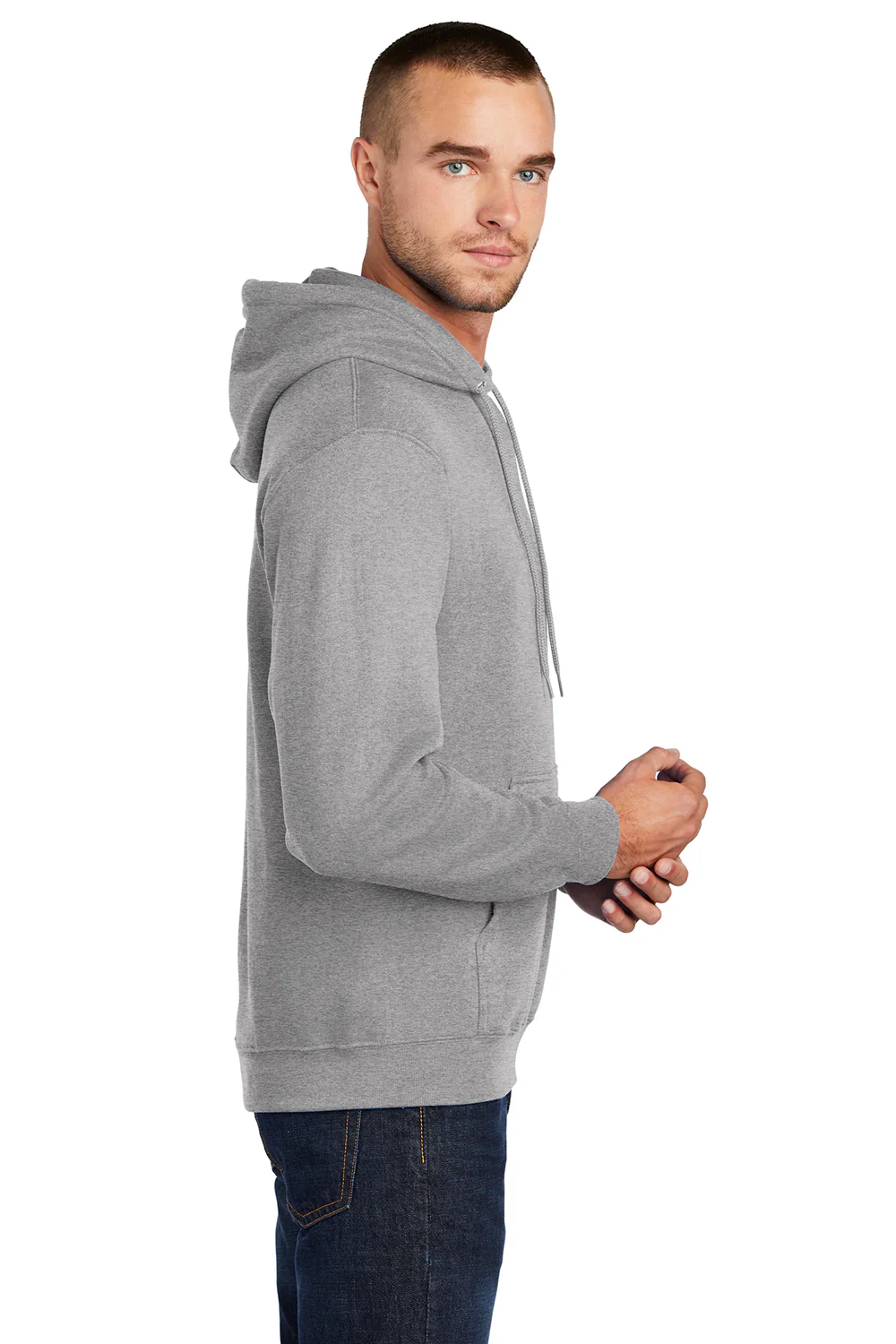 Port & Company Mens Core Pill Resistant Fleece Hooded Sweatshirt Hoodie - Heather Grey