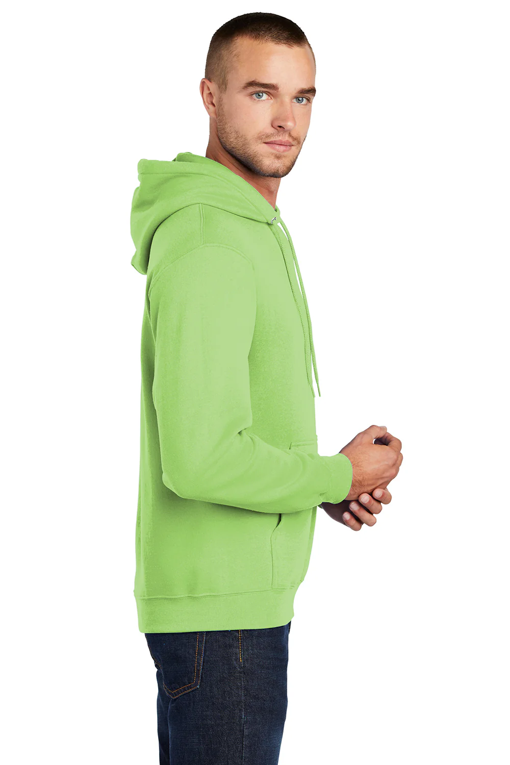Port & Company Mens Core Pill Resistant Fleece Hooded Sweatshirt Hoodie - Lime Green