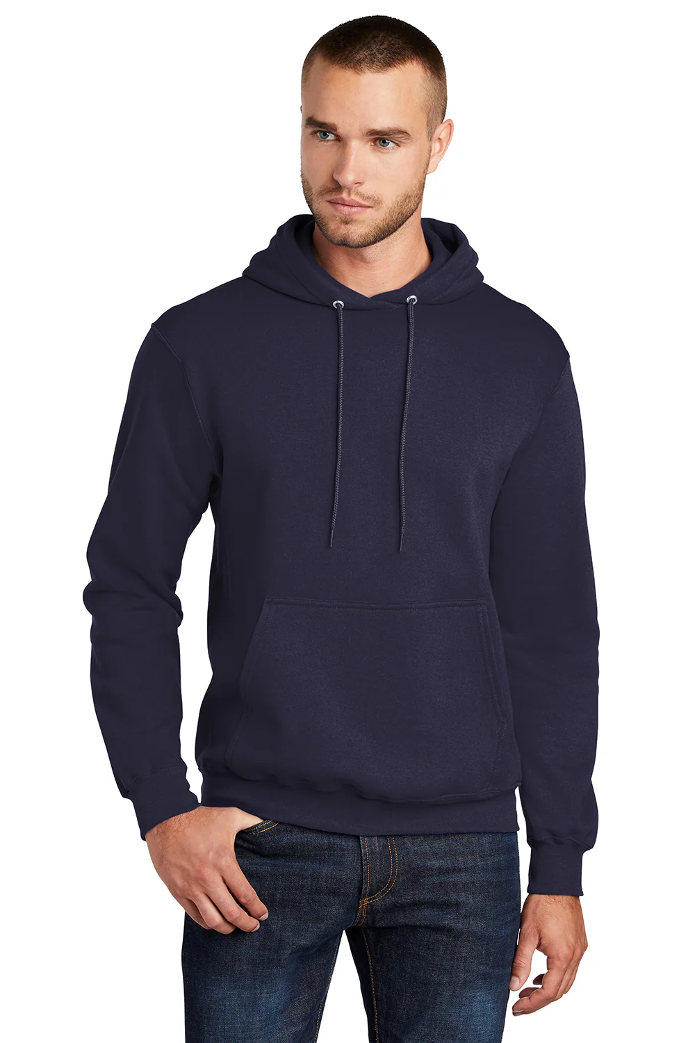 Port & Company Mens Core Pill Resistant Fleece Hooded Sweatshirt Hoodie - True Navy Blue
