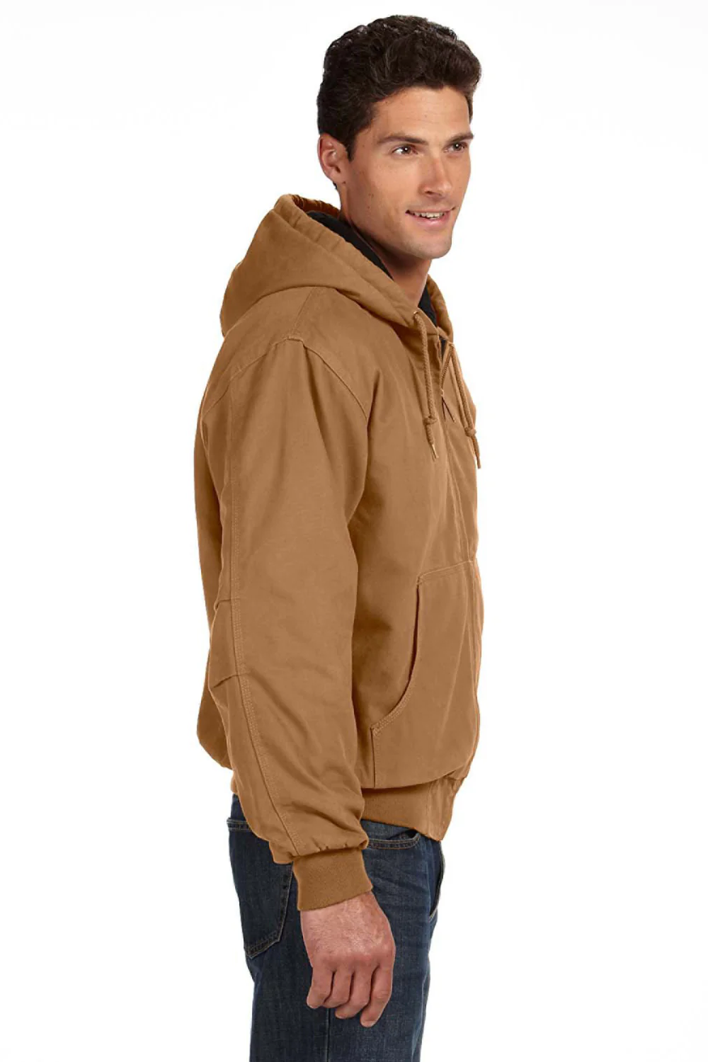 Dri Duck Mens Cheyenne Full Zip Hooded Sweatshirt Hoodie - Saddle Brown