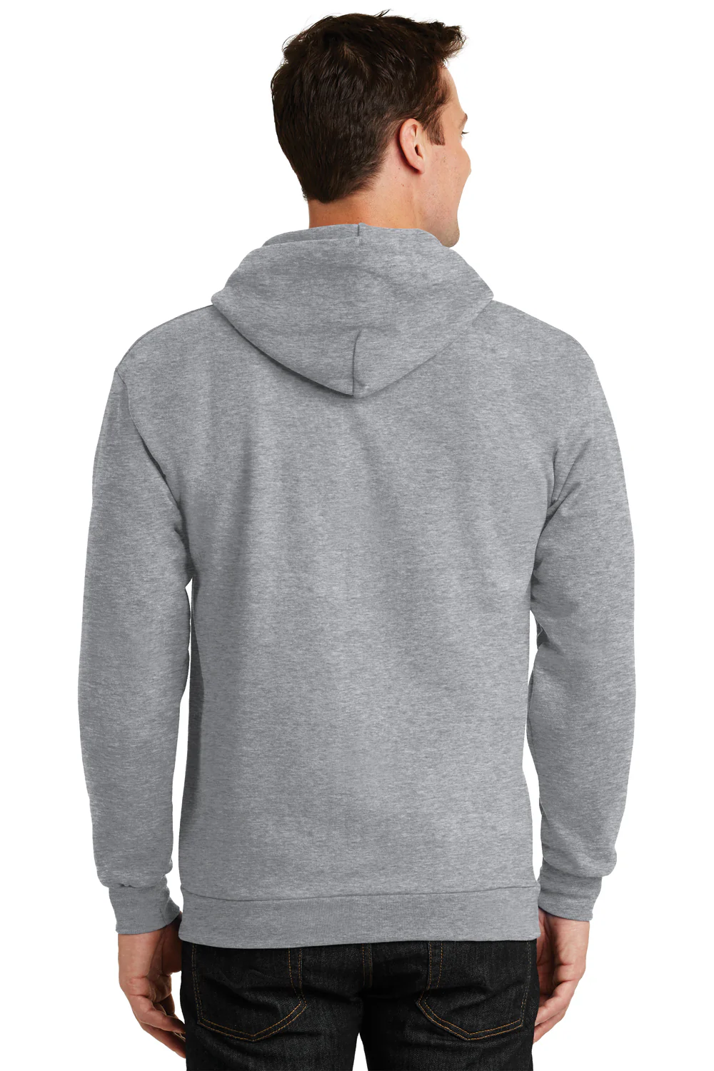 Port & Company Mens Essential Pill Resistant Fleece Full Zip Hooded Sweatshirt Hoodie - Heather Grey