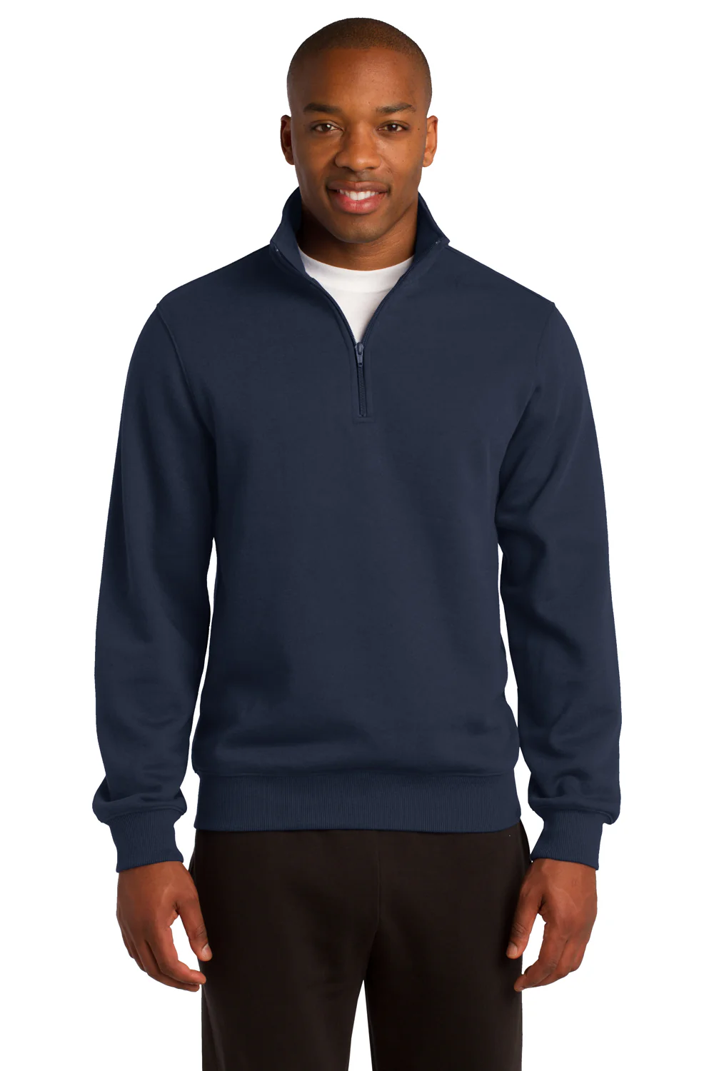 Sport-Tek Mens Shrink Resistant Fleece 1/4 Zip Sweatshirt - True Navy Blue