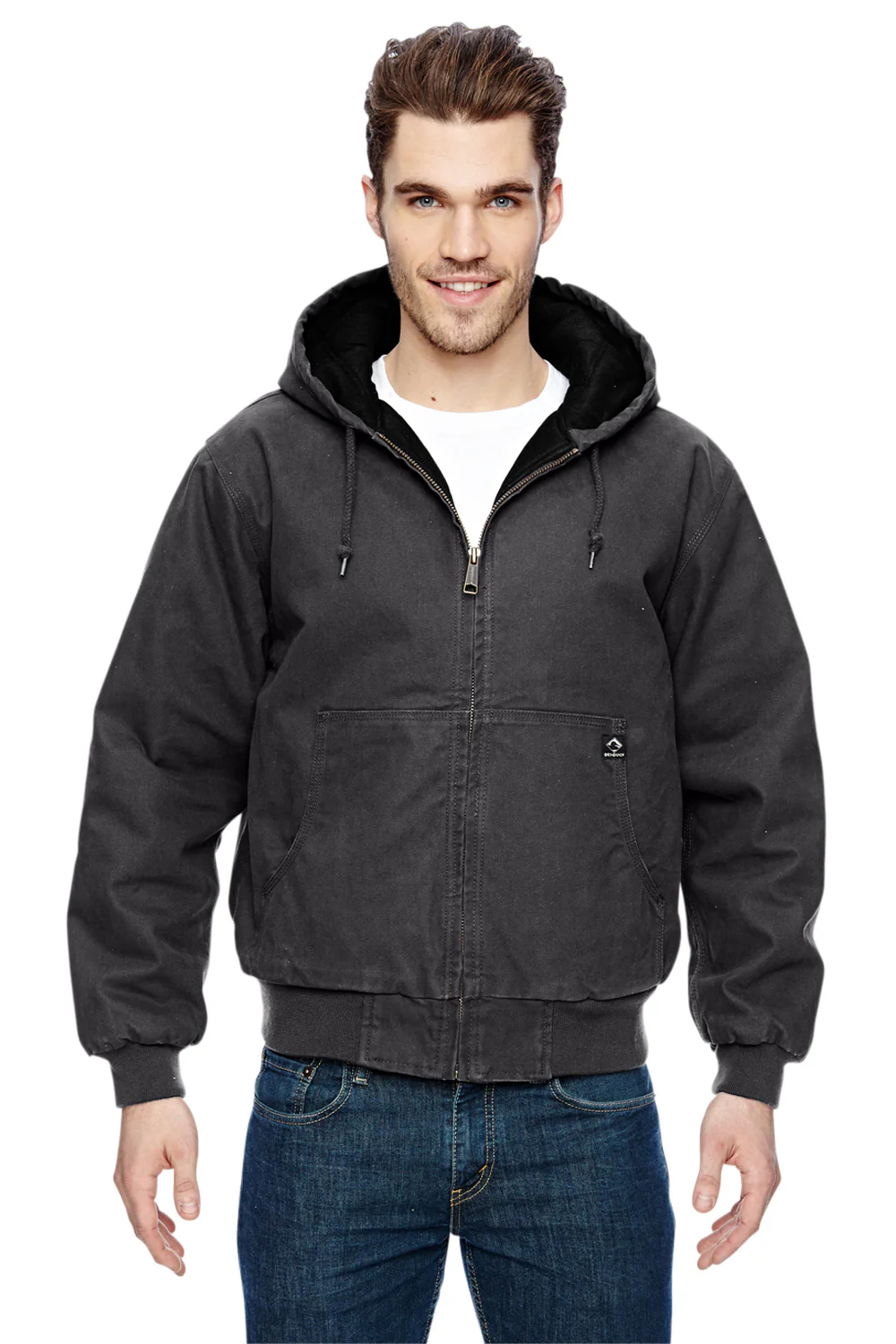 Dri Duck Mens Cheyenne Full Zip Hooded Sweatshirt Hoodie - Charcoal Grey